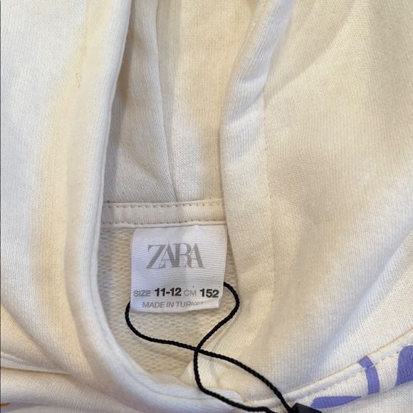 Zara Kids White Hoodie with Pink and Purple Graphics - Picture 2 of 3